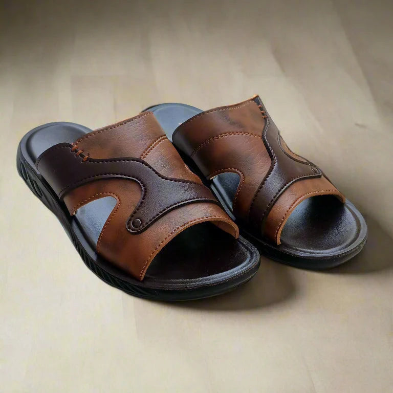 Men’s Two-Tone Comfort Slippers –BROWN OH1001